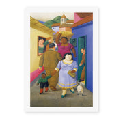 Fernando Botero's 'The Street' painting reproduced as a rolled canvas print