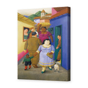 Fernando Botero's 'The Street' painting reproduced as a gallery-wrapped canvas print