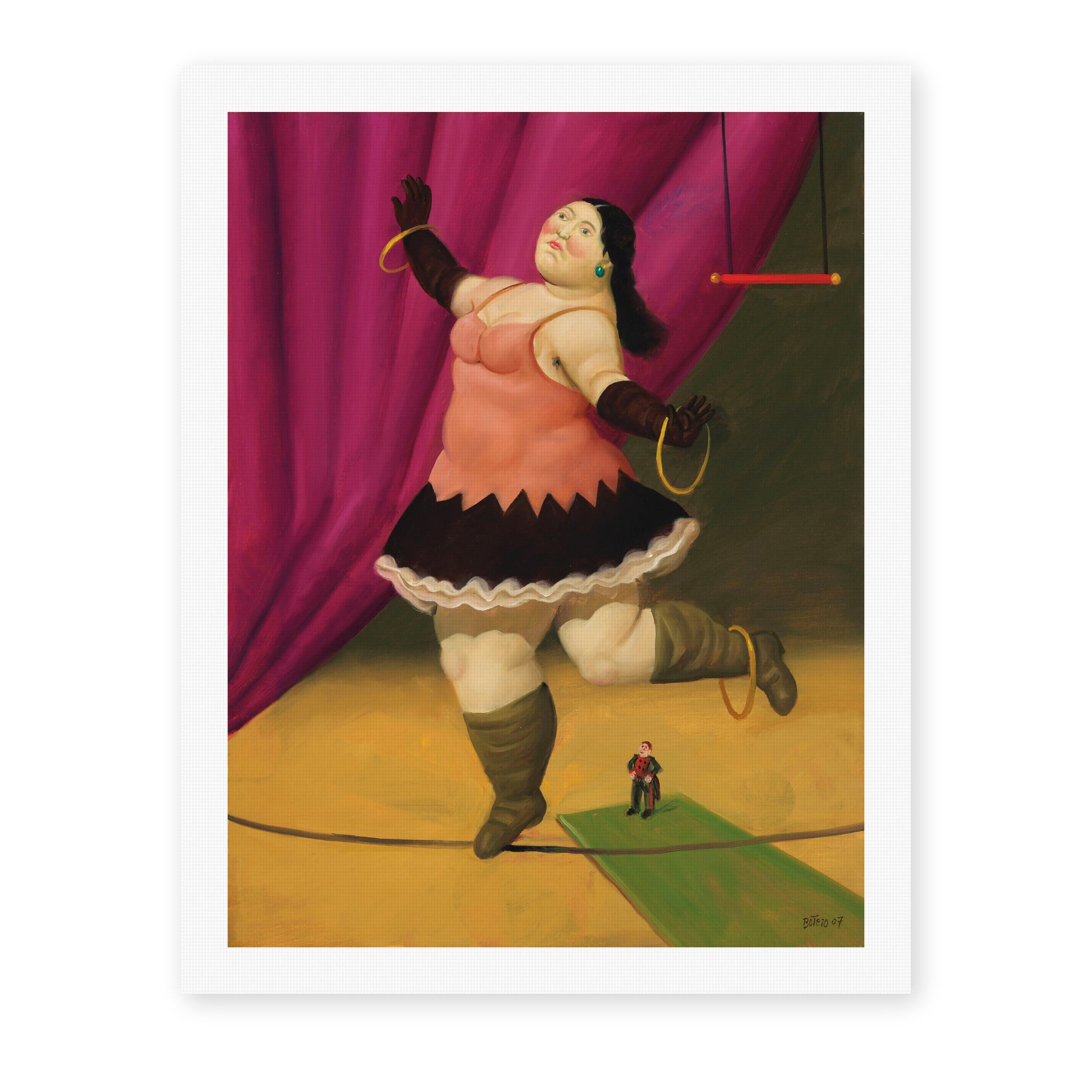 Fernando Botero's 'Tightrope Walker' painting reproduced as a rolled canvas print