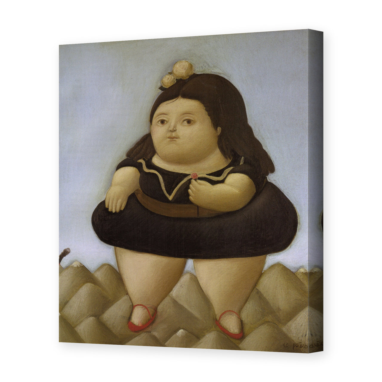 Fernando Botero's 'Tour of the Volcano' painting reproduced as a gallery-wrapped canvas print