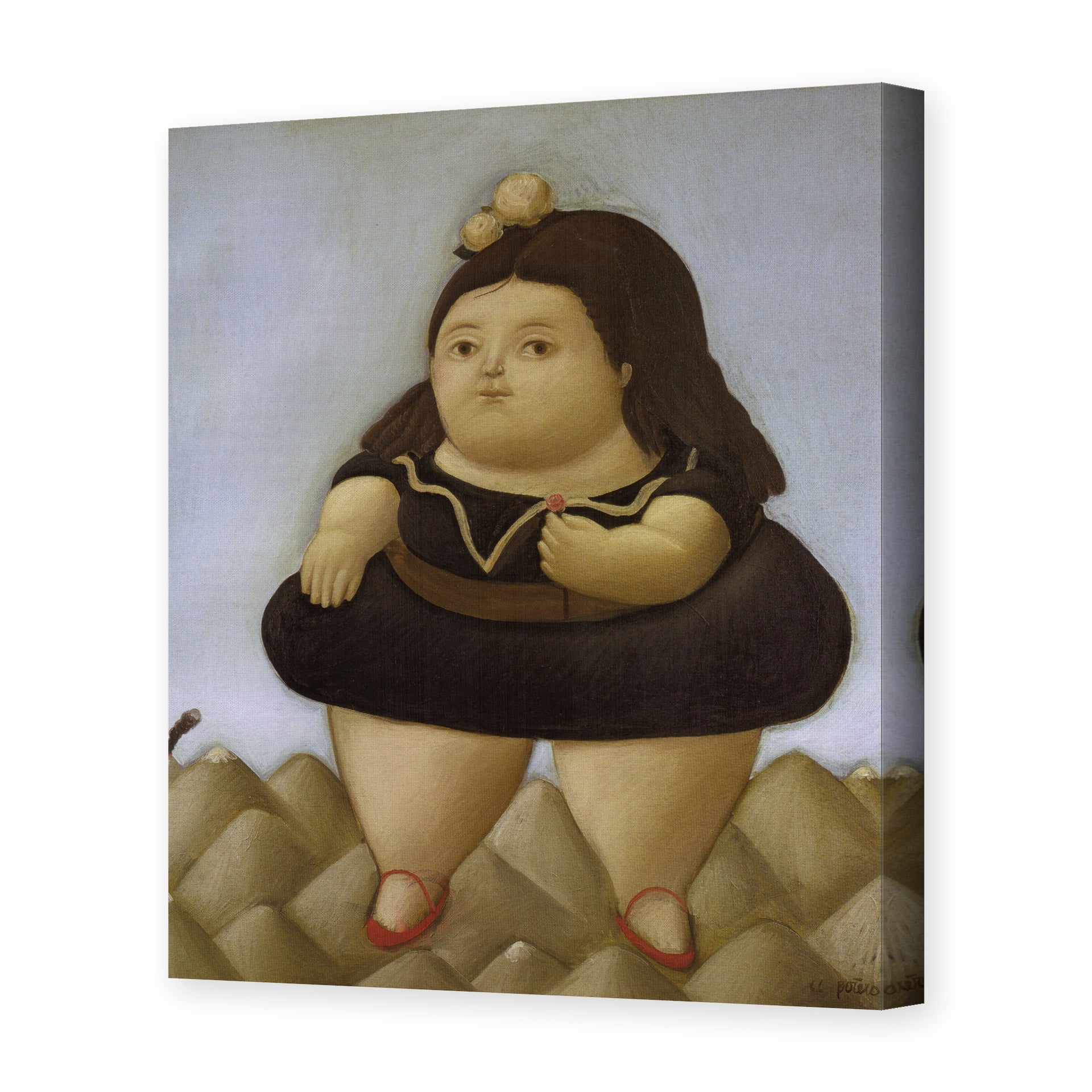 Fernando Botero's 'Tour of the Volcano' painting reproduced as a gallery-wrapped canvas print