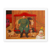 Fernando Botero's 'Trainer with Baby Lions' painting reproduced as a rolled canvas print