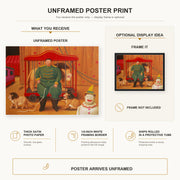 Fernando Botero - Trainer with Baby Lions poster print size comparison and framing display infographic