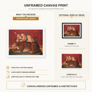 Fernando Botero - Trainer with Tiger canvas print size comparison and framing display infographic