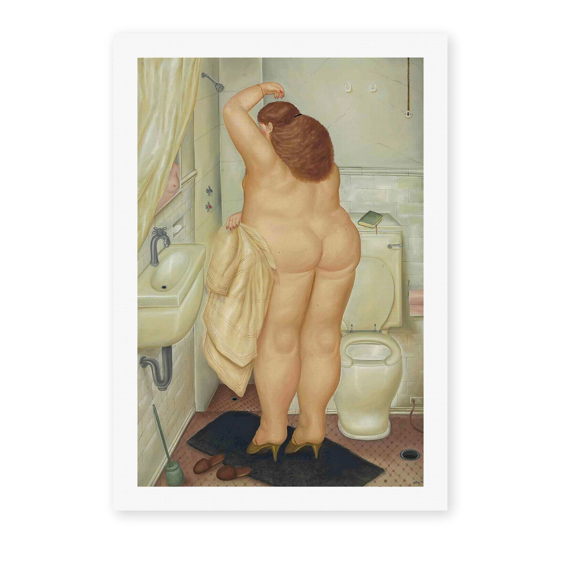 Fernando Botero's '( Tribute to Bonnard' painting reproduced as a rolled canvas print