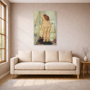 Unframed poster print of Fernando Botero's ( Tribute to Bonnard displayed on a wall in a living room