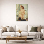 Unframed poster print of Fernando Botero's ( Tribute to Bonnard displayed on a wall in a living room