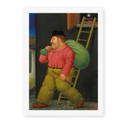 Fernando Botero's 'Un ladron (A thief)' painting reproduced as a rolled canvas print