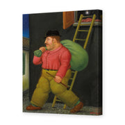 Fernando Botero's 'Un ladron (A thief)' painting reproduced as a gallery-wrapped canvas print