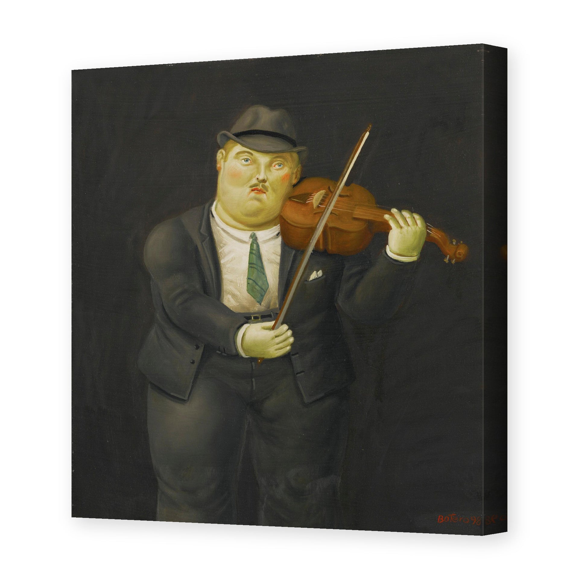 Fernando Botero's 'Violinist' painting reproduced as a gallery-wrapped canvas print