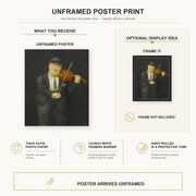 Fernando Botero - Violinist poster print size comparison and framing display infographic