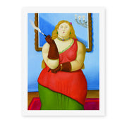 Fernando Botero's 'Woman Smoking' painting reproduced as a rolled canvas print