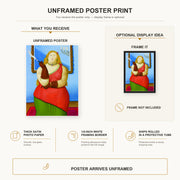 Fernando Botero - Woman Smoking poster print size comparison and framing display infographic