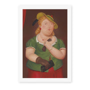 Fernando Botero's 'Woman with Hat' painting reproduced as a rolled canvas print
