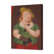 Fernando Botero's 'Woman with Hat' painting reproduced as a gallery-wrapped canvas print