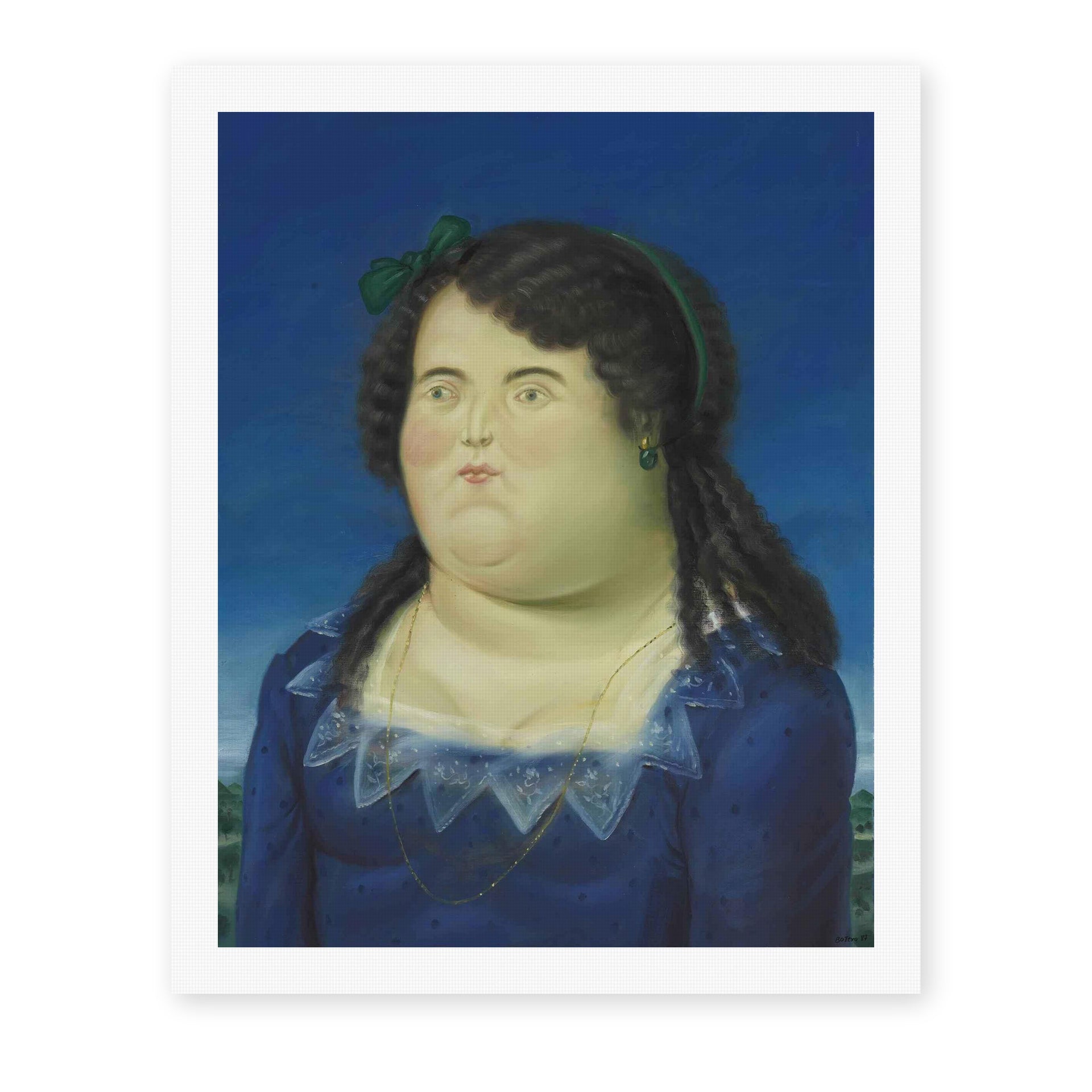 Fernando Botero's 'Woman' painting reproduced as a rolled canvas print