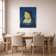 Gallery-wrapped canvas print of Fernando Botero's Woman displayed on a wall in a dining room