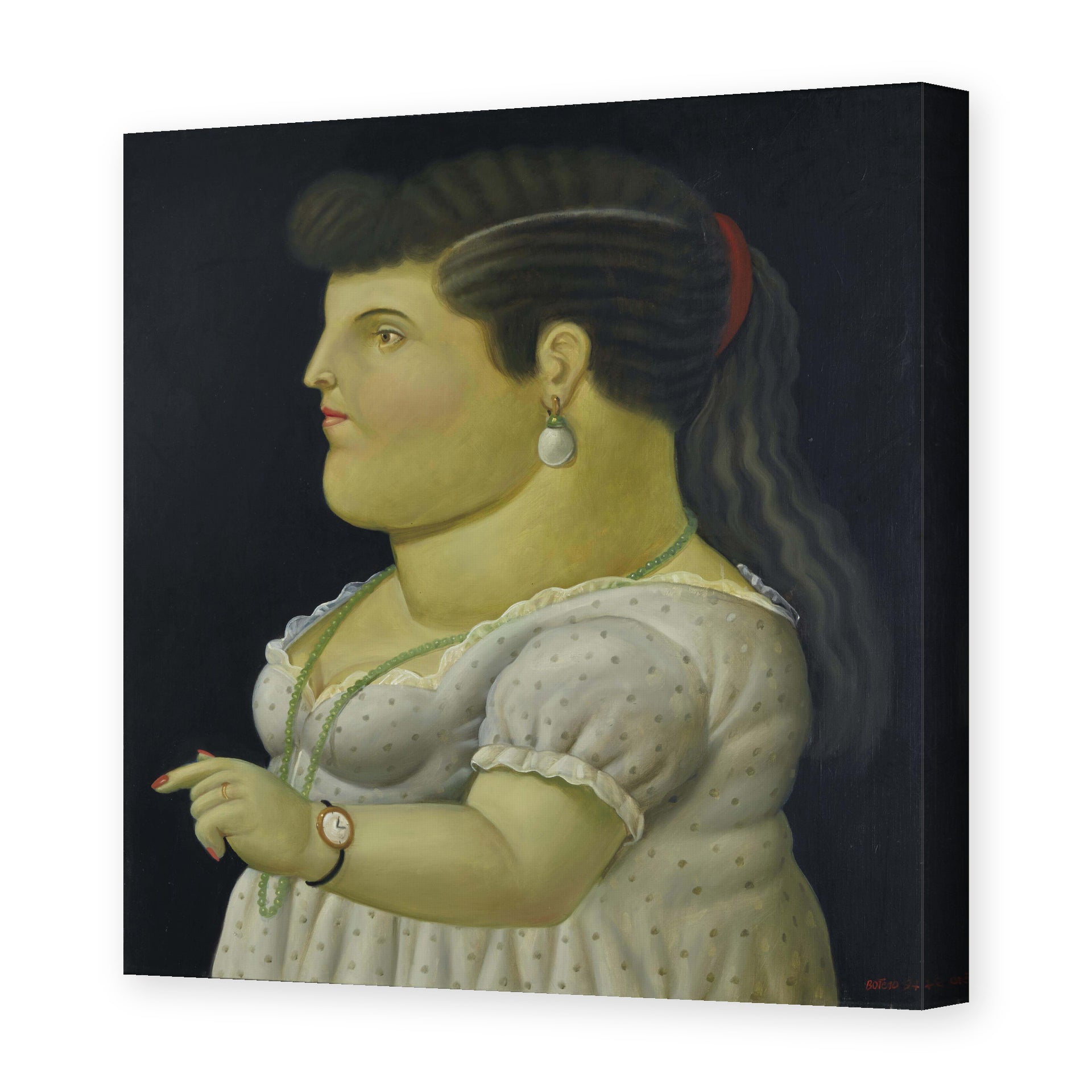 Fernando Botero's 'Woman in Profile' painting reproduced as a gallery-wrapped canvas print