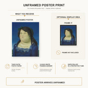 Fernando Botero - Woman poster print size comparison and framing display infographic