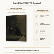 Francisco Goya - A Scene from The Forcibly Bewitched gallery wrap canvas construction and hanging details infographic