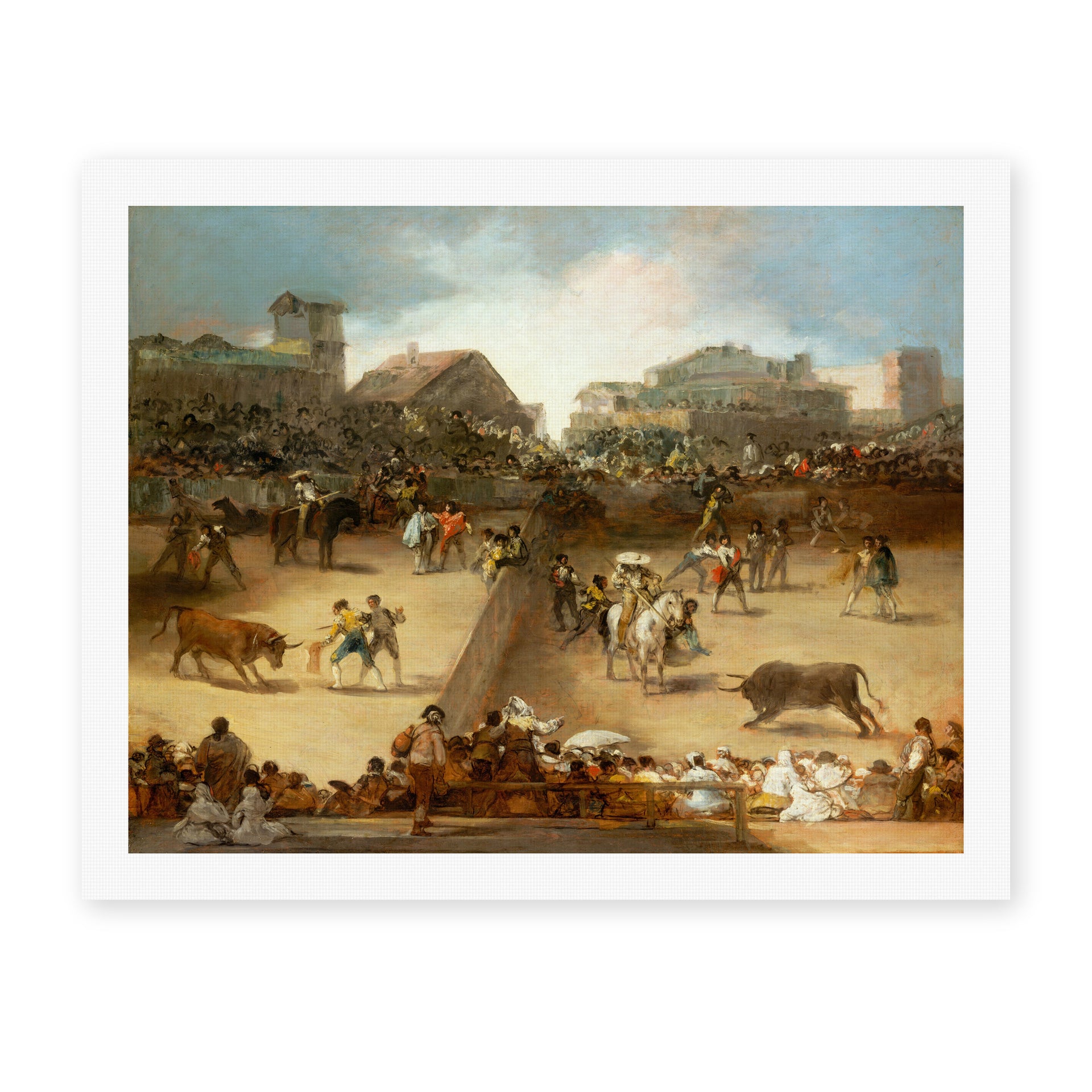 Francisco Goya's 'Bullfight in a Divided Ring' painting reproduced as a rolled canvas print