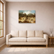 Gallery-wrapped canvas print of Francisco Goya's Bullfight in a Divided Ring displayed on a wall in a living room