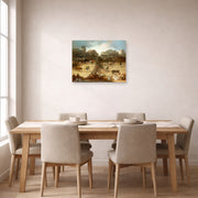 Unframed poster print of Francisco Goya's Bullfight in a Divided Ring displayed on a wall in a dining room
