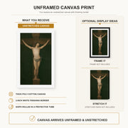 Francisco Goya - Christ Crucified canvas print size comparison and framing display infographic