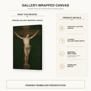 Francisco Goya - Christ Crucified gallery wrap canvas construction and hanging details infographic