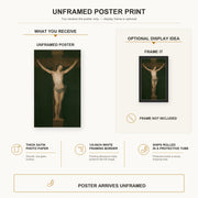 Francisco Goya - Christ Crucified poster print size comparison and framing display infographic