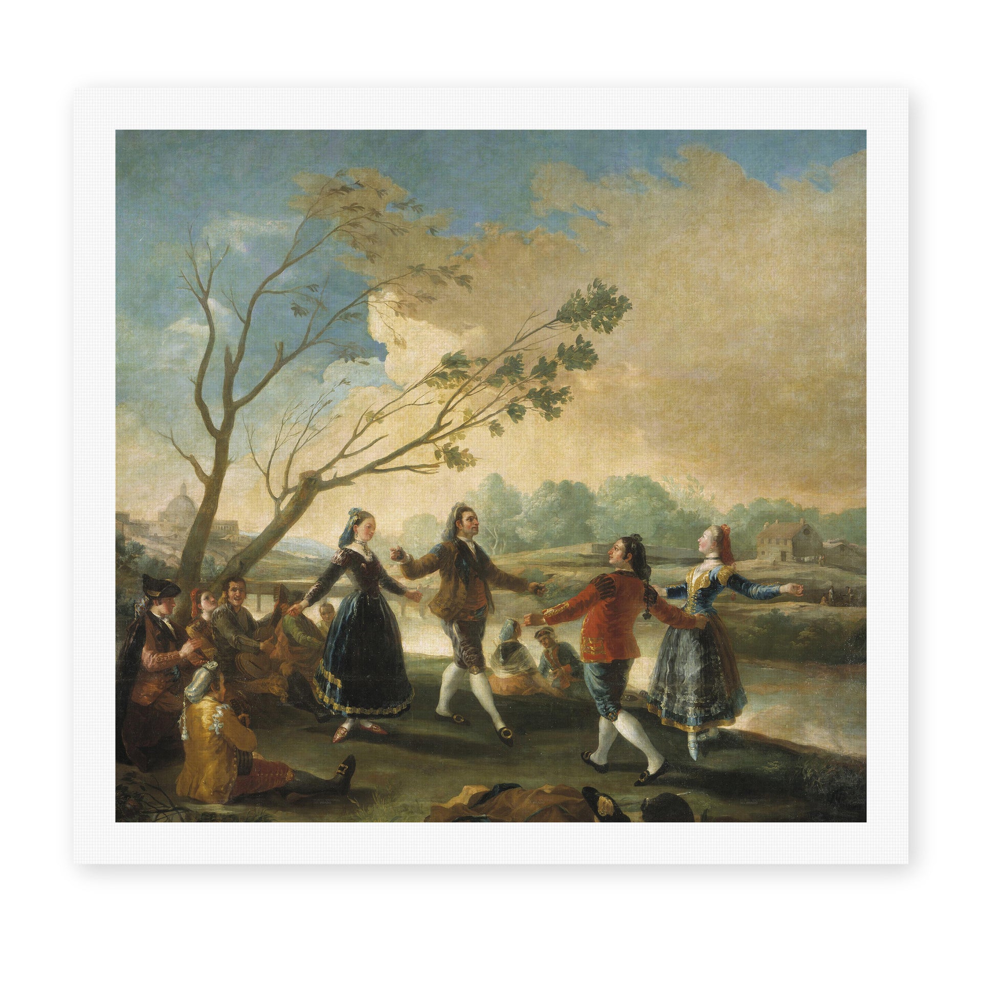 Francisco Goya's 'Dance of the Majos at the Banks of Manzanares' painting reproduced as a rolled canvas print
