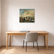 Gallery-wrapped canvas print of Francisco Goya's Dance of the Majos at the Banks of Manzanares displayed on a wall in a office