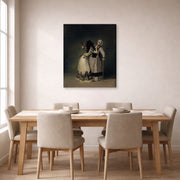 Gallery-wrapped canvas print of Francisco Goya's Duchess of Alba and la Beata displayed on a wall in a dining room