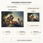 Francisco Goya - El Bebedor poster print size comparison and framing display infographic
