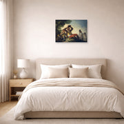 Unframed poster print of Francisco Goya's El Bebedor displayed on a wall in a bedroom