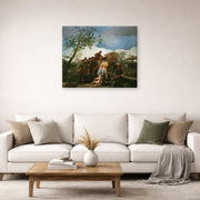 Gallery-wrapped canvas print of Francisco Goya's El ciego de la guitarra displayed on a wall in a second living room setting