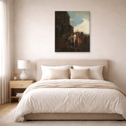 Gallery-wrapped canvas print of Francisco Goya's Fair Madrid displayed on a wall in a bedroom