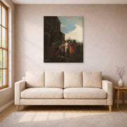 Gallery-wrapped canvas print of Francisco Goya's Fair Madrid displayed on a wall in a living room