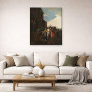 Gallery-wrapped canvas print of Francisco Goya's Fair Madrid displayed on a wall in a second living room setting