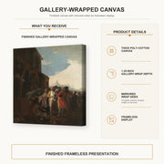 Francisco Goya - Fair Madrid gallery wrap canvas construction and hanging details infographic