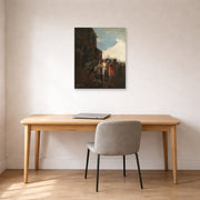 Unframed poster print of Francisco Goya's Fair Madrid displayed on a wall in a office