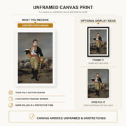 Francisco Goya - Ferdinand VII of Spain canvas print size comparison and framing display infographic