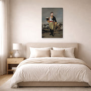 Gallery-wrapped canvas print of Francisco Goya's Ferdinand VII of Spain displayed on a wall in a bedroom
