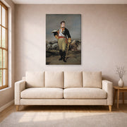 Gallery-wrapped canvas print of Francisco Goya's Ferdinand VII of Spain displayed on a wall in a living room