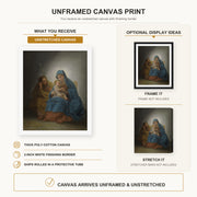 Francisco Goya - La Sagrada Familia canvas print size comparison and framing display infographic