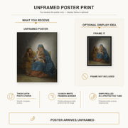 Francisco Goya - La Sagrada Familia poster print size comparison and framing display infographic