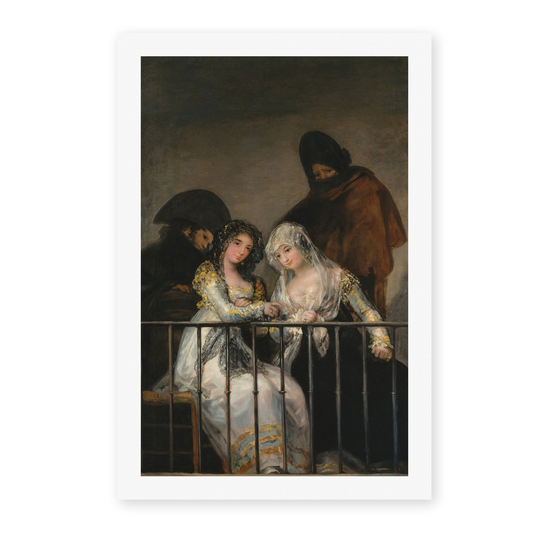 Francisco Goya's 'Majas on a Balcony' painting reproduced as a rolled canvas print