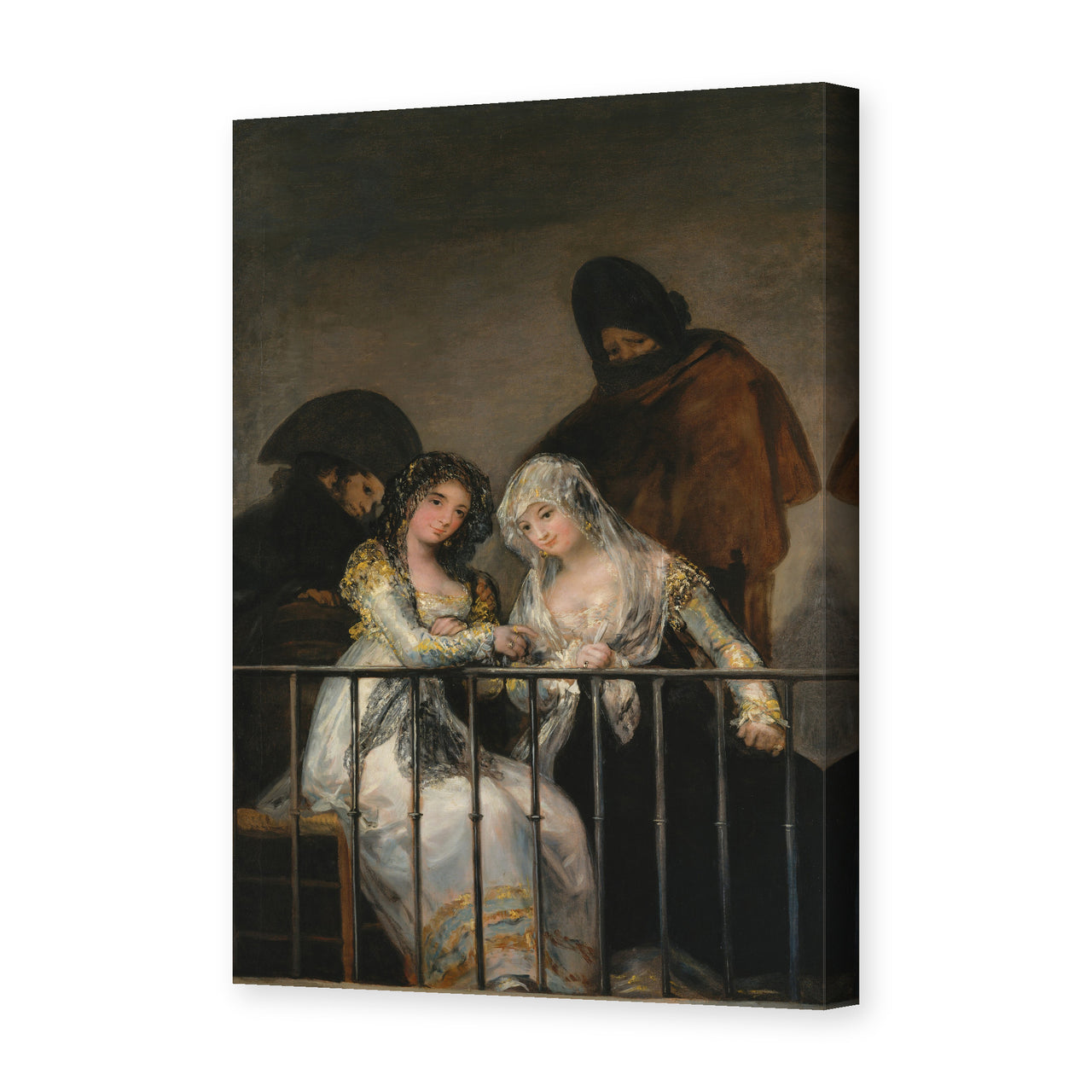 Francisco Goya's 'Majas on a Balcony' painting reproduced as a gallery-wrapped canvas print
