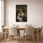 Gallery-wrapped canvas print of Francisco Goya's Majas on a Balcony displayed on a wall in a dining room