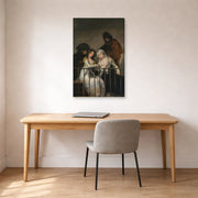 Gallery-wrapped canvas print of Francisco Goya's Majas on a Balcony displayed on a wall in a office